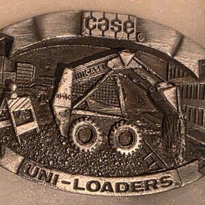 Vintage 1988 Metal Belt Buckle, Case, Uni-Loader, Skid Steer, Bobcat